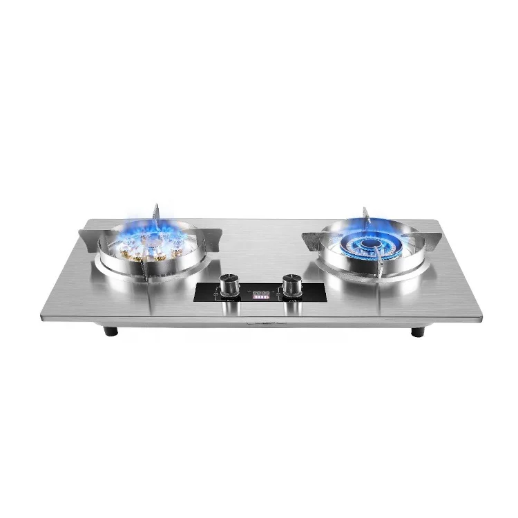 stainless steel panel big fire built in Liquefied Petroleum gas 2 burner gas stove cooker