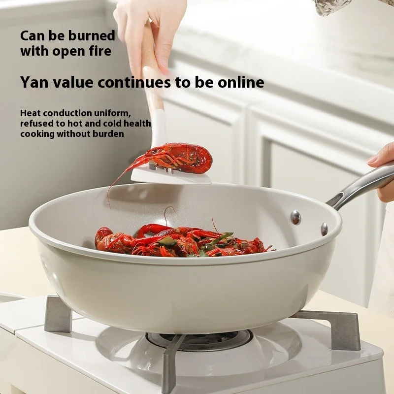 Small Household Korean Non-Stick Flat Pan Health Pot Steel Iron Material with Lid Gas Stove Applicable Universal Gift Idea