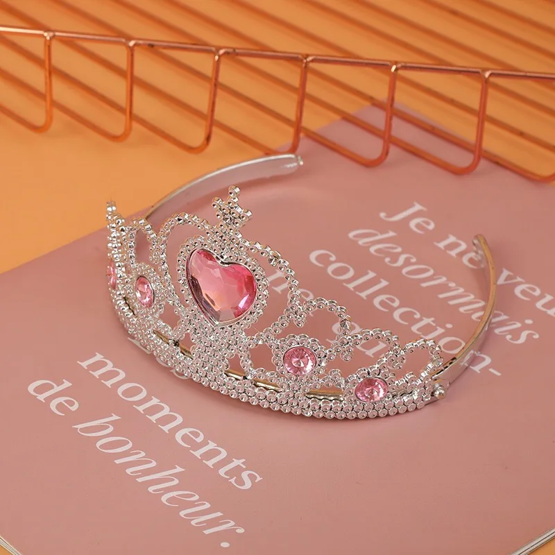 Wholesale Cheap Plastic Tiaras Dress Up Snow And Ice Colors kids Princess Plastic Crown for Girls