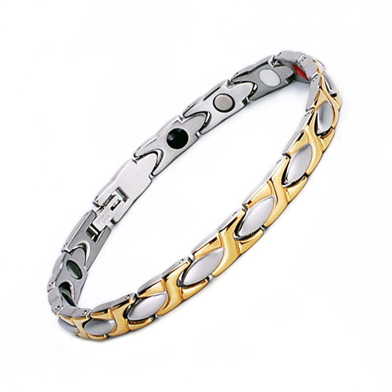 High quality 316L stainless steel germanium negative ion magnetic energy health bracelet for women