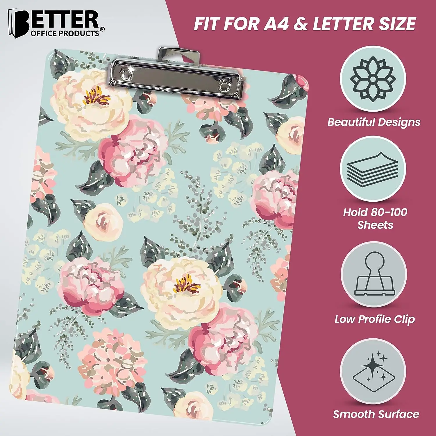 OEM ODM Fashion ClipboardStandard A4 Letter Size Wooden Clipboard, Low Profile Clip with Retractable Hanging Tab