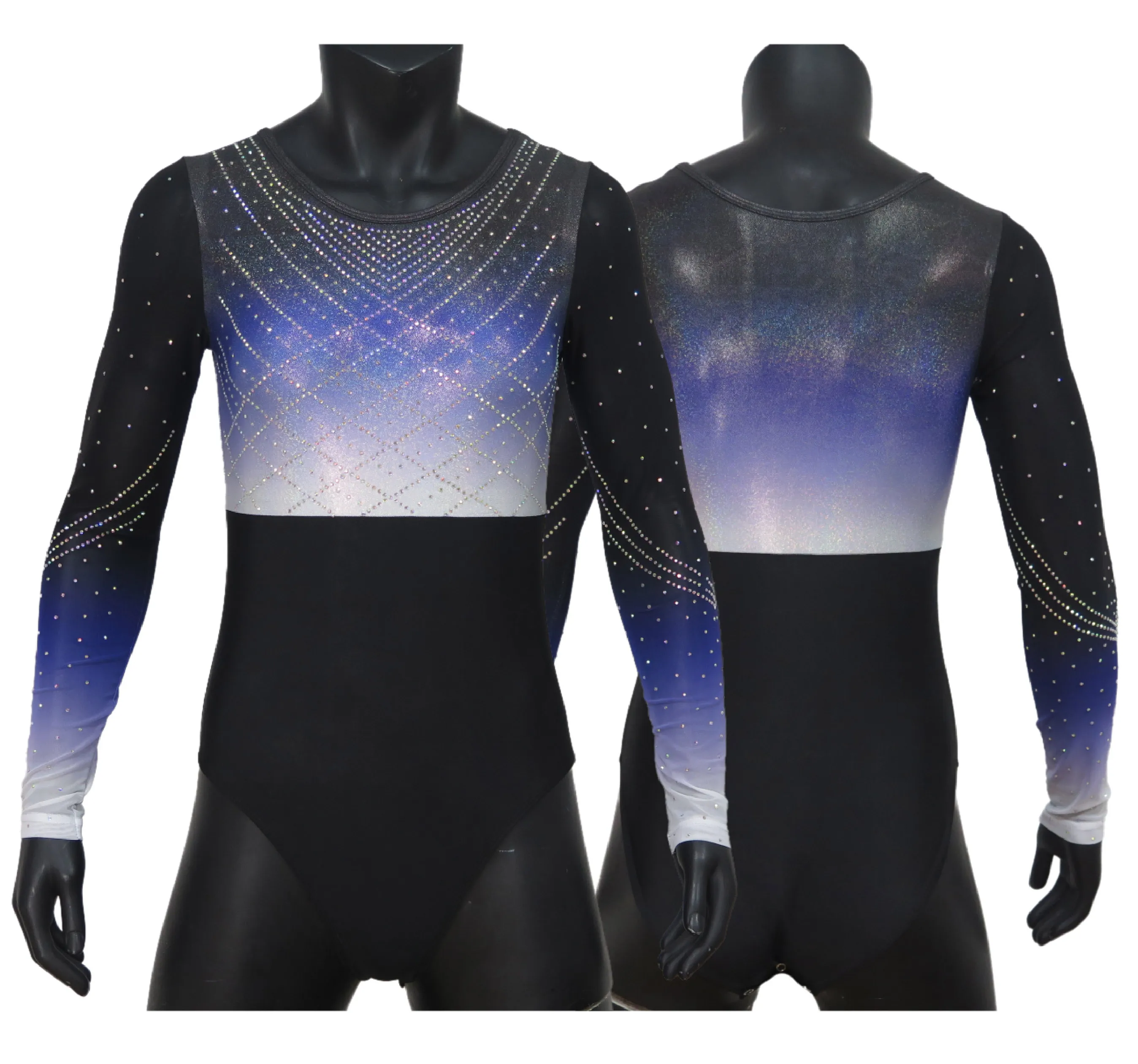 Newest Design Spandex Metallic Mesh Fabric Gymnastics Training Leotards for Girls Women Material Rhinestone Dance Wear