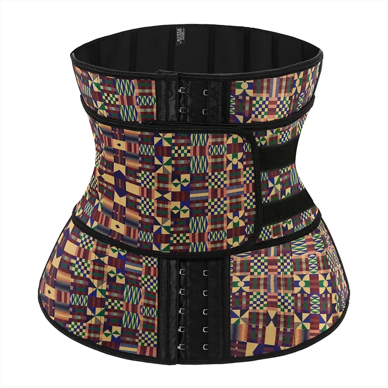 
African fabric Custom size waist trainer latex belt 