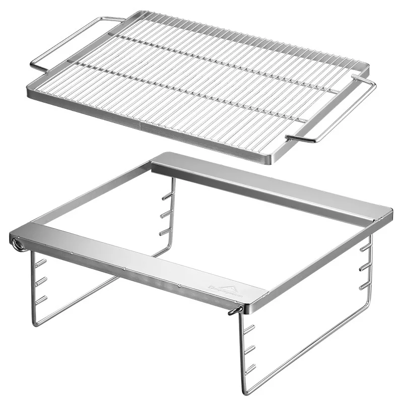  L Size 51*47cm 5-10 person Thickness Stainless Steel Height Adjustable Folding Outdoor Camping BBQ Grills with