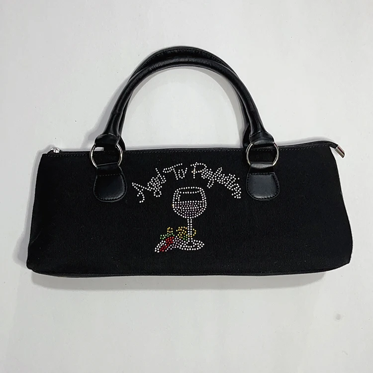 Canvas Cooler Bag One Bottle Insulated Wine Purse Clutch With Hidden Dispenser Insulated Large Wine Carrier Wine Bladder
