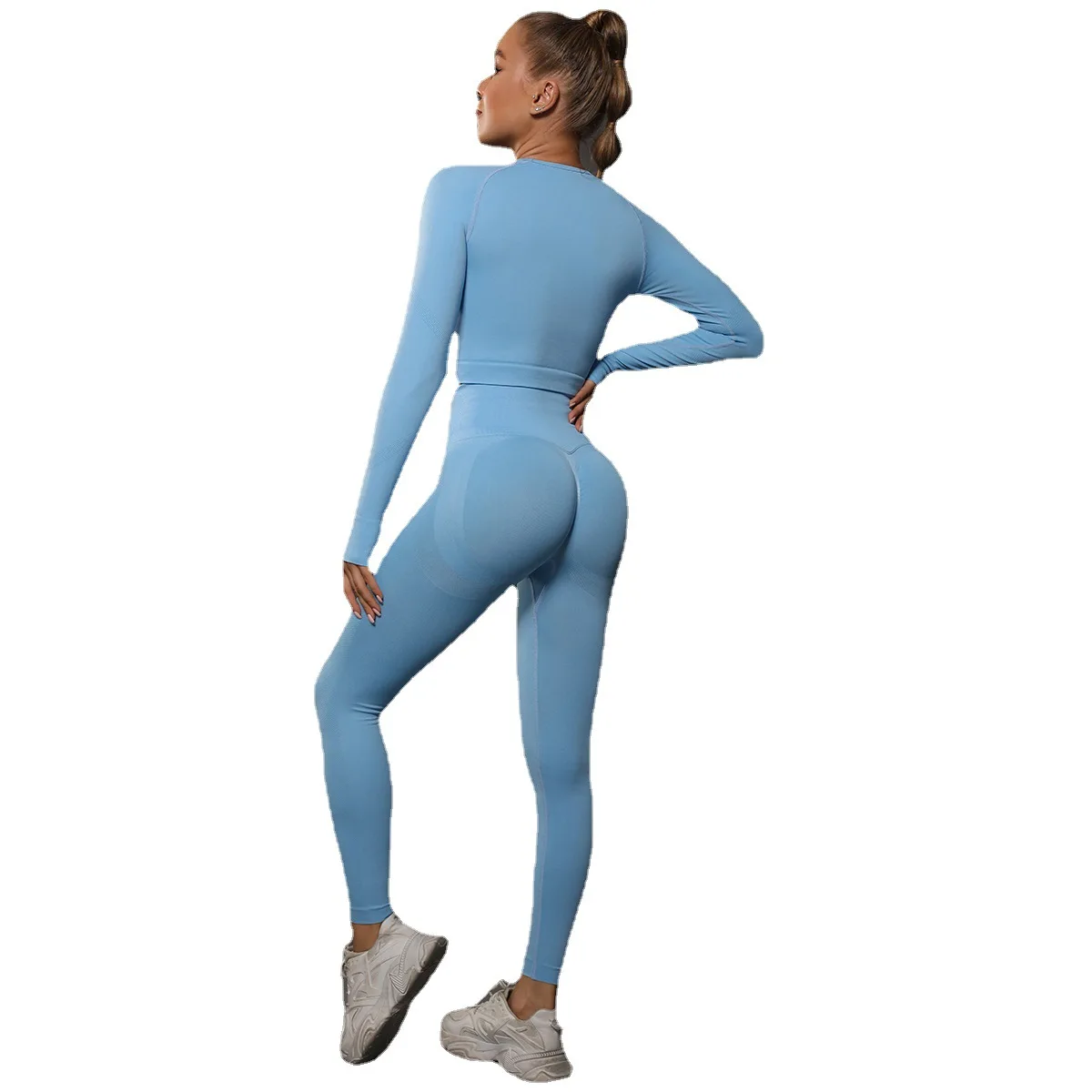 seamless activewear set clothing manufacturers custom sweat suits seamless high waist butt scrunch yoga leggings set