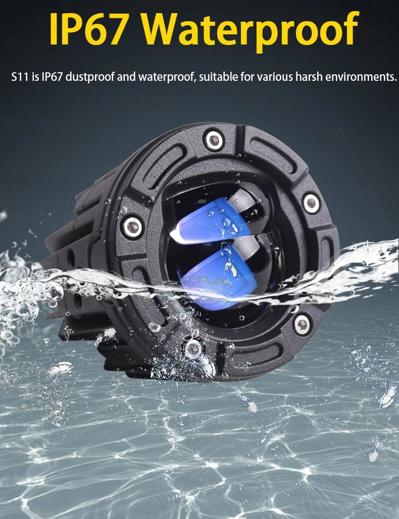 New S11 65W led spotlight projector lens high and low beam spotlight car motorcycle headlight waterproof light work lamp
