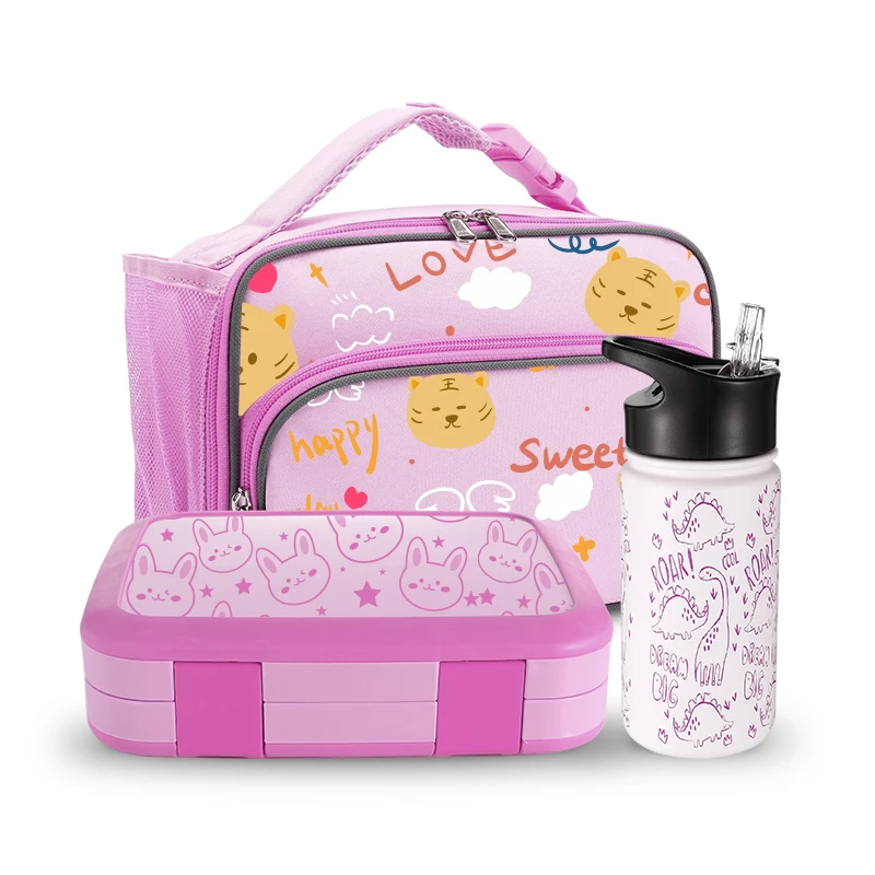 Lunch Box Portable Stainless Steel Food Containers School Kids Cute Bento Lunchbox Set