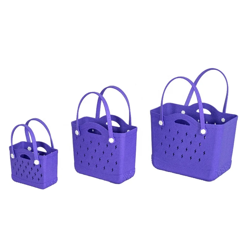 New Fashion Summer Outdoor EVA Beach Bag Waterproof Rubber Handbag Women Basket Storage Tote Bag Open Custom Logo Color Bogg Bag