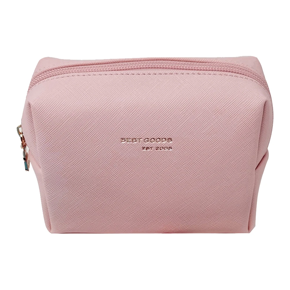 Wholesale Custom Logo Private Label New Design Women Beauty Waterproof Small Pink Pu Travel Makeup Bag Cosmetic Bag