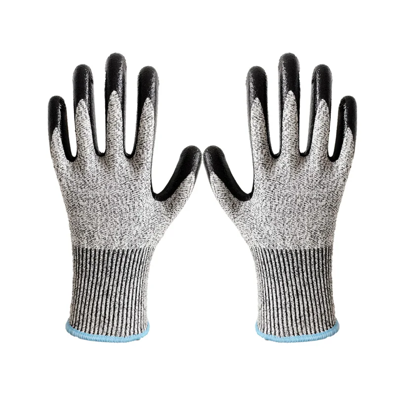 13-Gauge HPPE Cut-Resistant Safety Gloves Level 5 Fibre Glass Latex Coating Nylon Lining Waterproof XL Size Free Sample