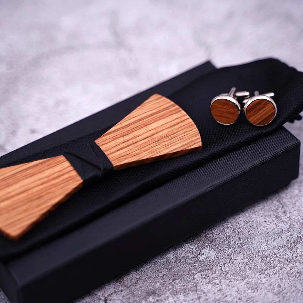 Мужские деревянные бабочкой платок запонки набор черного и коричневого цвета жаккардовый платок галстук-бабочка, костюм, аксессуары для свадьбы, подарки