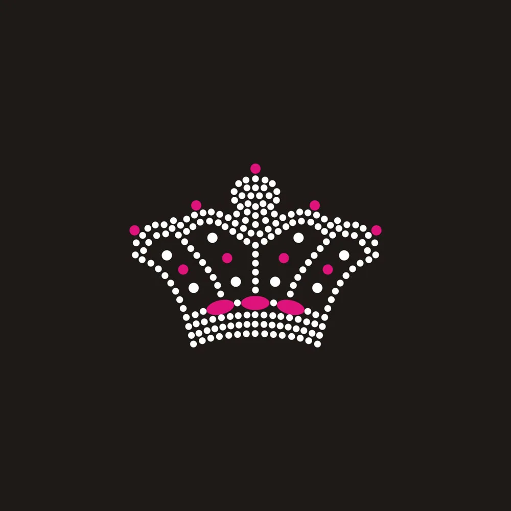 New Designs Red Color Custom Rhinestone Motif Princess Crown Designs Hot Fix Rhinestone Transfer Wholesale Custom Heat Transfer