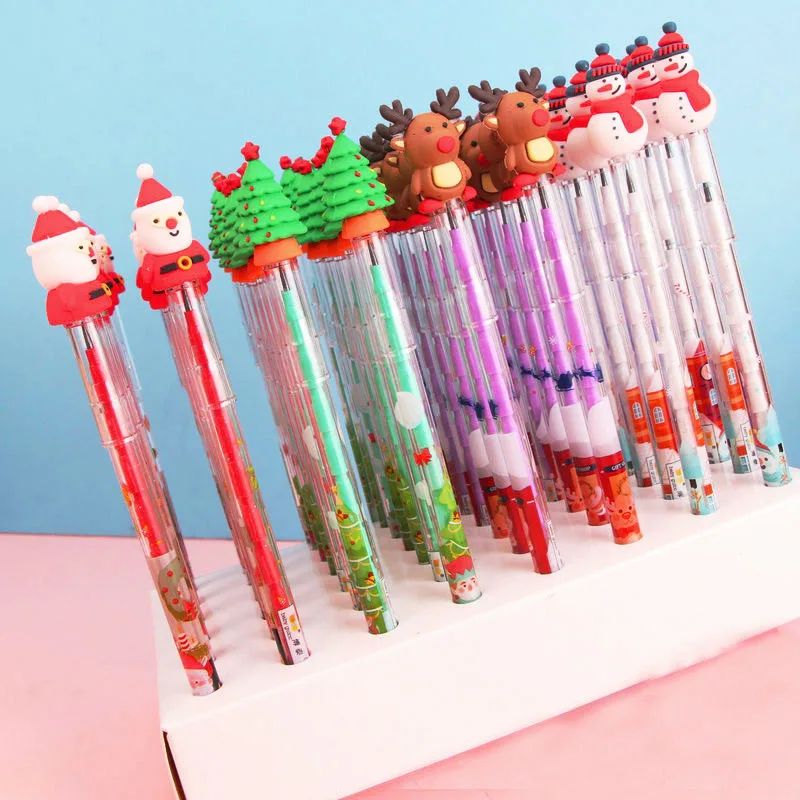 Christmas Santa Pencil Student Cartoon Free Sharpening Pencil Silicone Boys Writing Christmas Pencil
