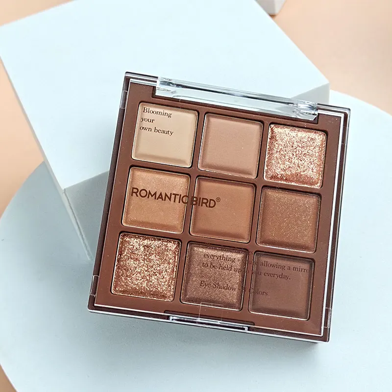 Romantic Bird Wholesale Shimmer Good Quantity Vegan Natural Earth 9 Color Professional waterproof high pigment glitter eyeshadow