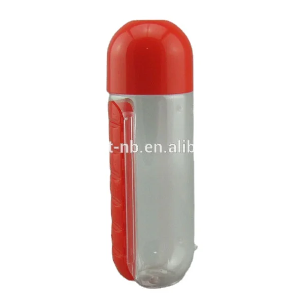 transparent capsule  shape water sport  protein shaker water bottle with one week 7days  medicine pill container