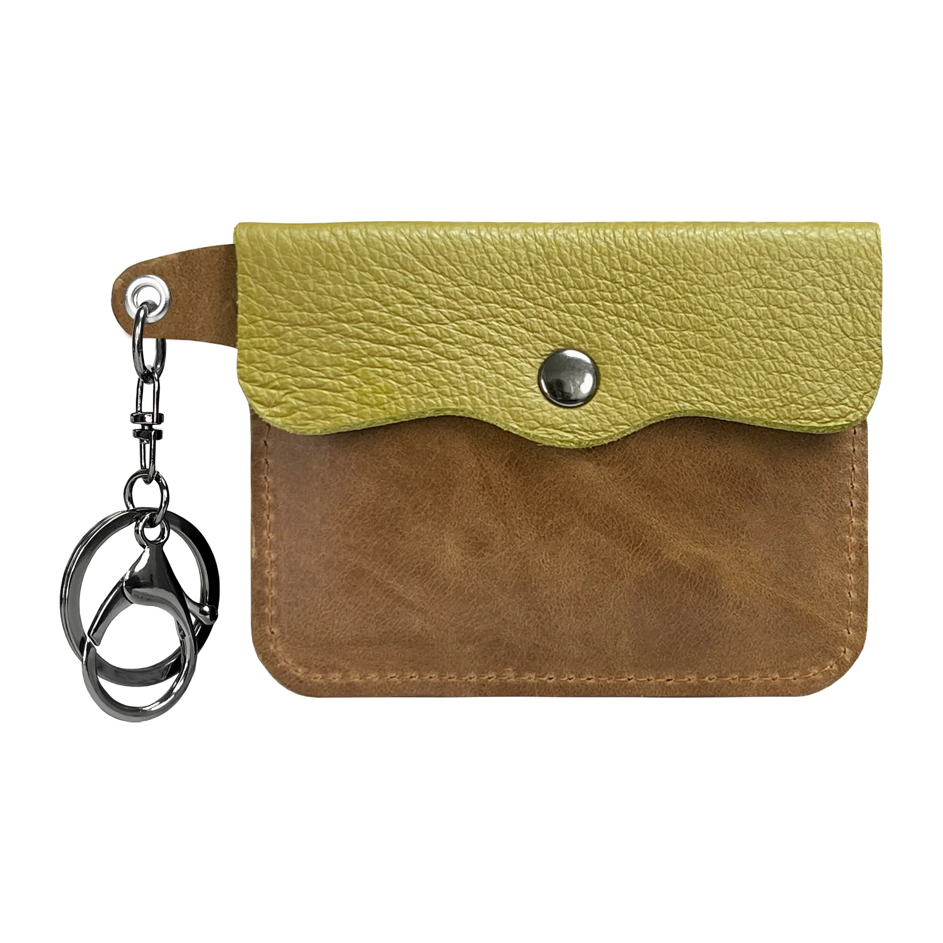 Unisex customize logo 100% real leather key ring card holder coin purse genuine leather card holder wallets for women and men