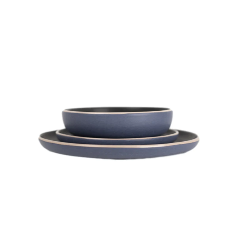 LINK LIFE 12-piece White Tableware Set for 4,Ceramic Dinnerware Sets,Handmade Reactive Glaze Plates and Bowls Set