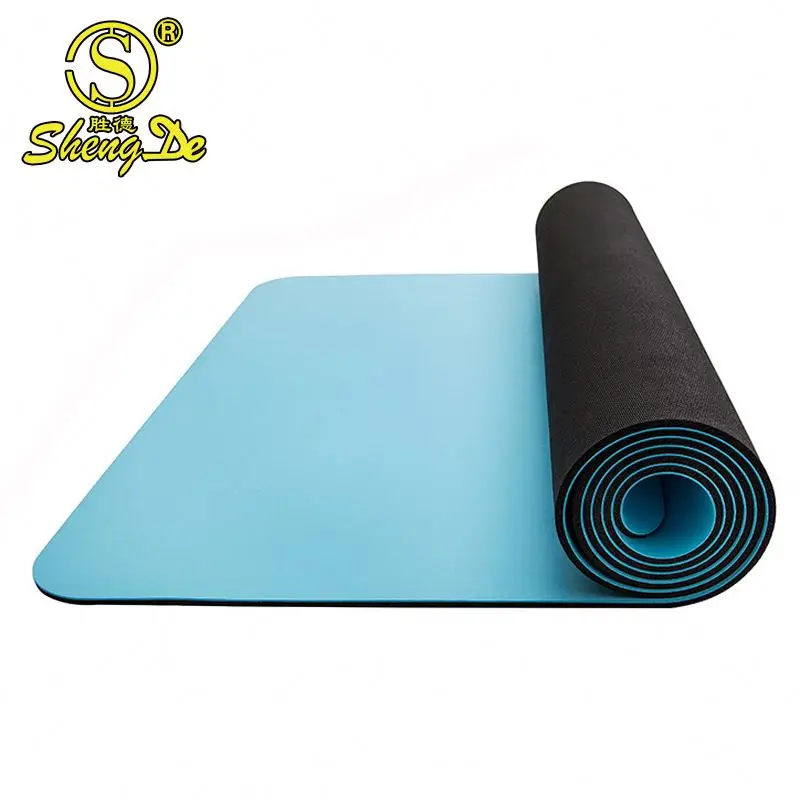 2024 Blue Exercise Printable 4mm Thick Padded Heavy Anti Slip Pu Natural Rubber Yoga Mat with Pad