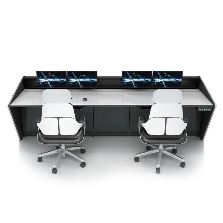 Command Center Computer Console Desk Led Light Monitor Control Center Workstation Operation Console Table Furniture Design Desk