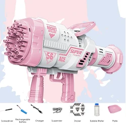 Zhoya Amazon Hot Wholesale Rocket Boom Gatling Bubble Machine Toy Automatic Ble Machine Electric Bubble Gun
