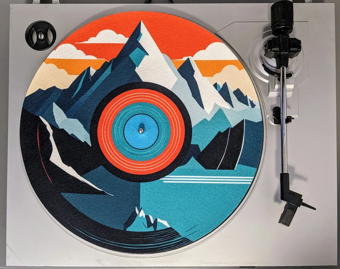 3mm thick round full color printed felt custom technics slipmat, turntable platter slip mat for vinyl LP record player