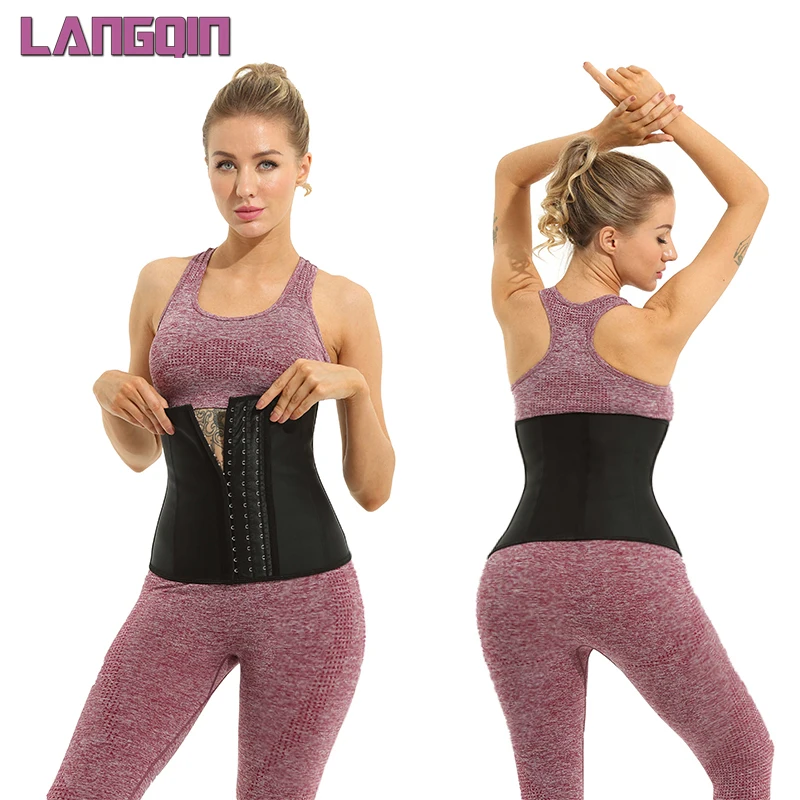 Лидер продаж в США, 9 стальных костей, черный 100% латексный спортивный пояс для похудения, женский пояс-триммер для талии