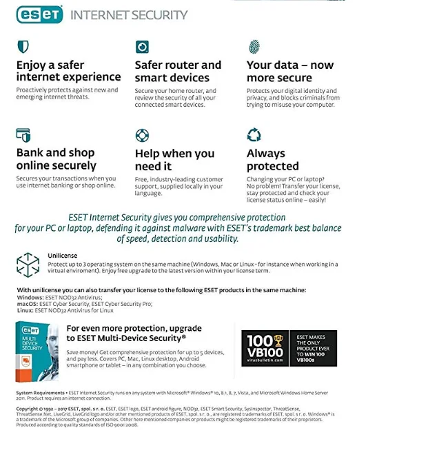 
ESET Internet Security 2019 Fast download license key ESET NOD32 Antivirus software 3 years 3 users 