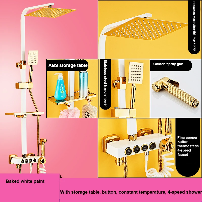 Pressurized Rainfall High Quality Brass Material Luxury Thermostatic Shower Bathroom Mixer Set with Temperature Digital Display