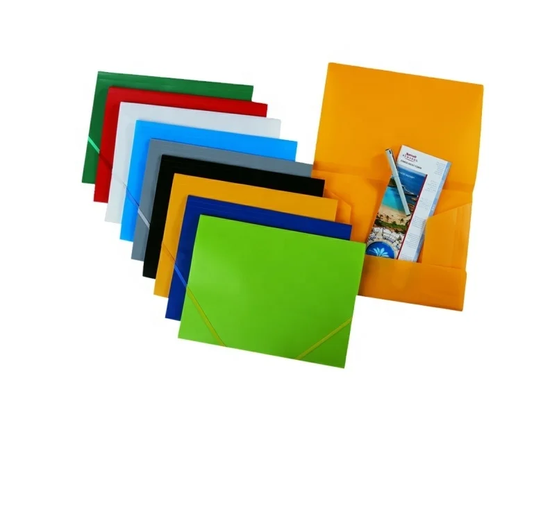 Wholesale A4 Flat Elastic File Bands Folder Bag 3 Flap File Folder Simple Design Rope File Bag