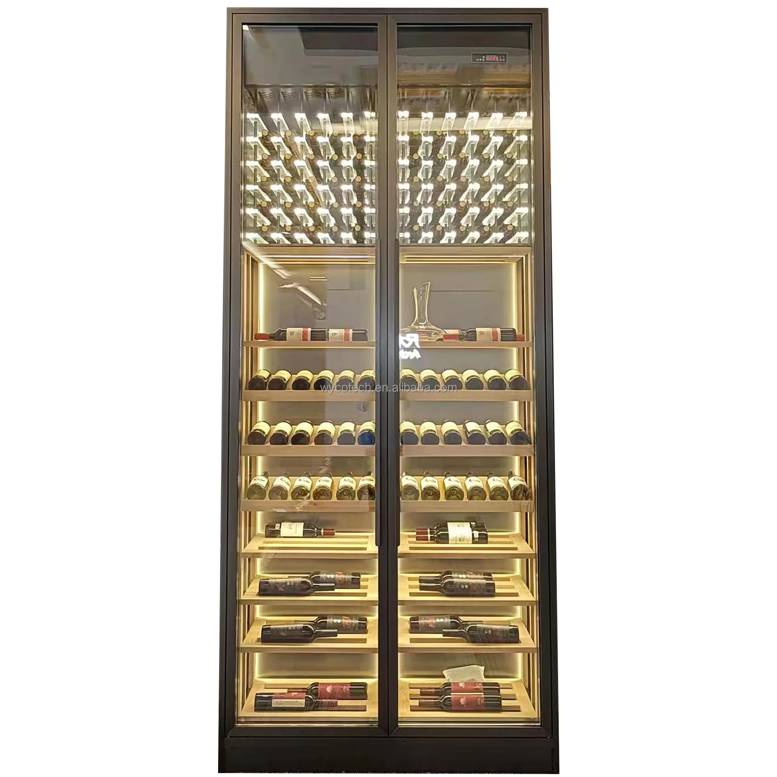 Retro Design Compressor Wine Refrigerator and Beverage Bar Household Cellar Glass Dual-zone Fan Cooling Electric Freestanding