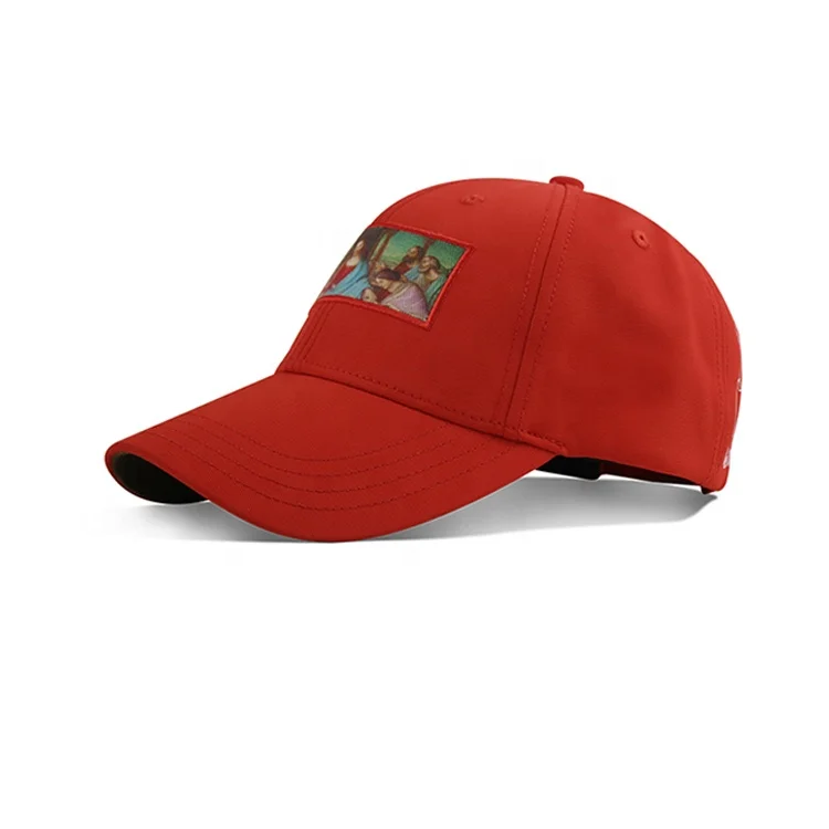 STOCK hot sale sublimation printed vintage baseball cap, custom logo red sports cap
