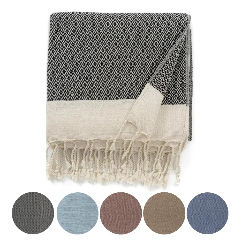 125_180CM Turkish cotton Blanket with Decorative tassels suitable for Home Bedroom Bed Sofa Picnic Travel Cover Blanket Kid