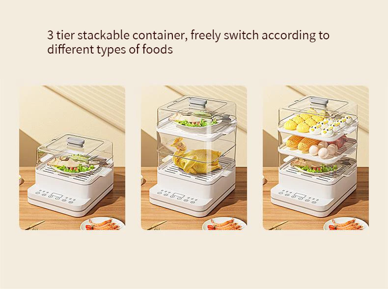 3  layers stackable container of total 27L Electric Food Steamer pot cooker big capacity steamed stuffed bun