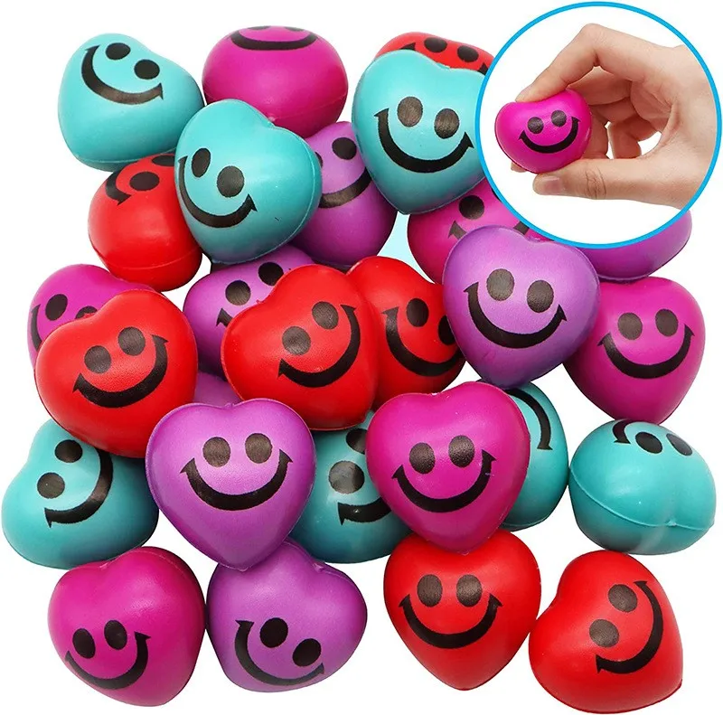 Custom Logo Printing PU Foam Stress Ball Heart Shape Anti Stress Foam Ball Stress Reliever Balls for Business Gifts