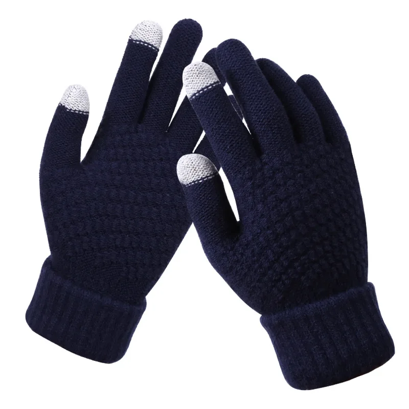 
Custom Winter Touch Screen Gloves Women Men Warm Stretch Knitted Jacquard Acrylic Mittens 