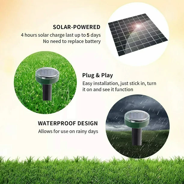 Weather Proof Vibration Buzzer Animal Gopher Snake Mice Rat Repeller Solar Powered Mole Chaser