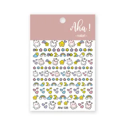 Aha 026-034  Ins Hot Cartoon  Bear Nail Art Stickers Smile Sunflower Nail Decals Decoration