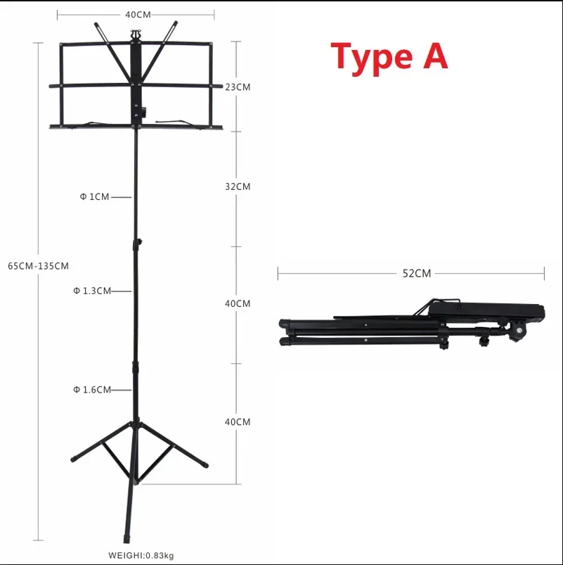 SUT-M01 Factory Wholesales Musical Instruments Holder Stable Tripod Folding Music Stand For Concert
