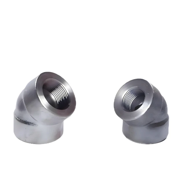 ASTM A105 Forged Carbon and Stainless Steel 90 45 Degree ELBOW with NPT Female Threaded ANSI B16.11 Compatible Pipe Fittings