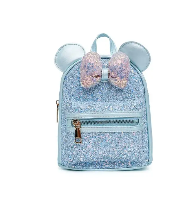 Mickey Mouse Ear Girls Cute Backpack Bag Kindergarten Bowknot Shinny School Bag Little Kids Lovely Book Bag