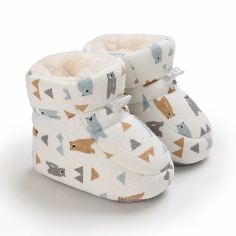 Dropshipping Products 2024 Winter Toddler Shoes Baby Fashion Warm Cartoon Printed Soft Snow Boots
