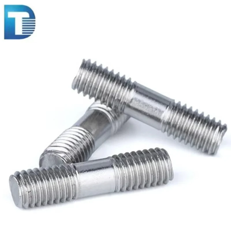 Super Duplex SS 2205 2507 A286 AISI 304 316 18-8 Stainless Steel Plain Polished Double End Bolt DIN938 DIN940 M10 BS