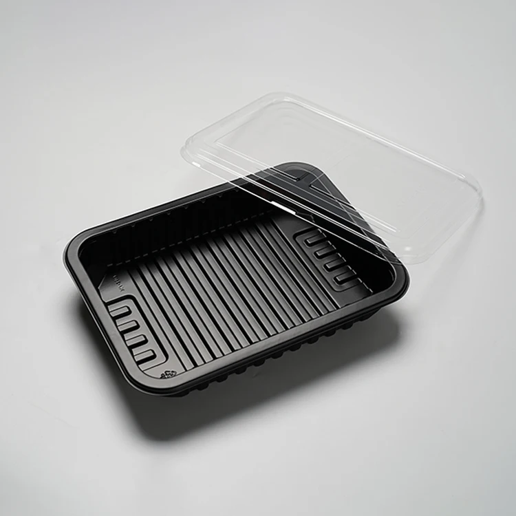 Food Grade High Quality microwavable pp plastic lunch box Custom Convenient Plastic Food tray with Transparent lids