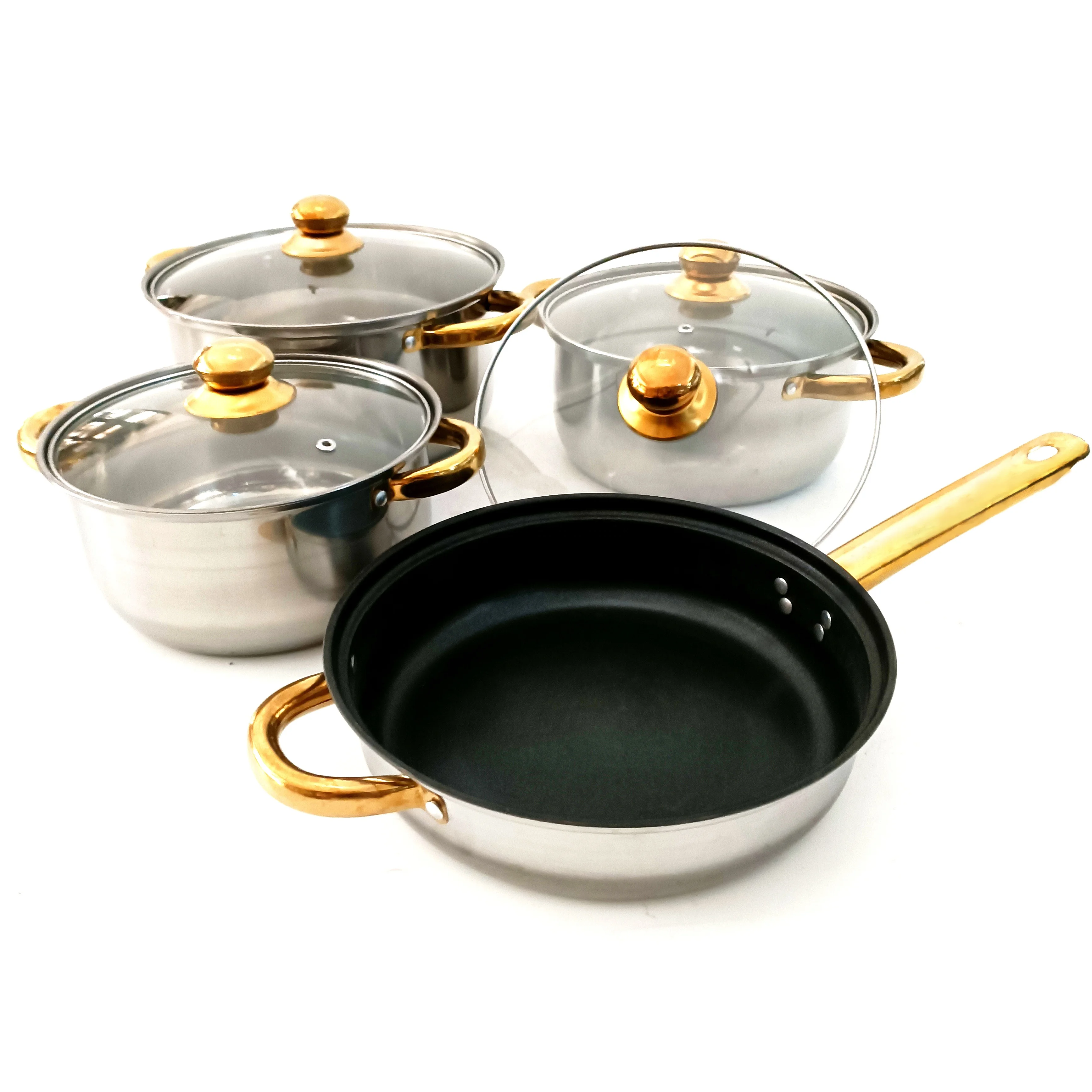 12pcs Cookware Sets Stainless Steel Cooking Pot Set And Pans Cookware Set With Glass Lid