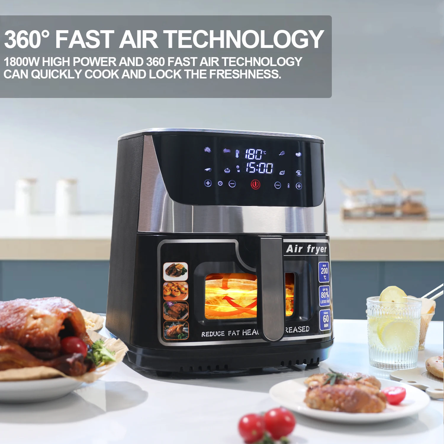 oil-free double small wholesale smart kitchen appliances 8l electr electric deep air fryers manufacturer digital air fryer oven