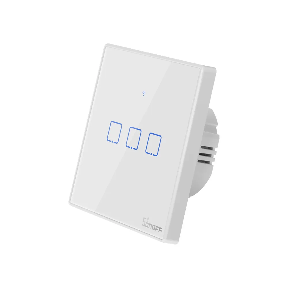  Популярные SONOFF T2EU 3C TX Wi-Fi/RF/APP/голос настенный сенсорный выключатель света 3Gang дистанционное управление умная розетка переключатель работает с