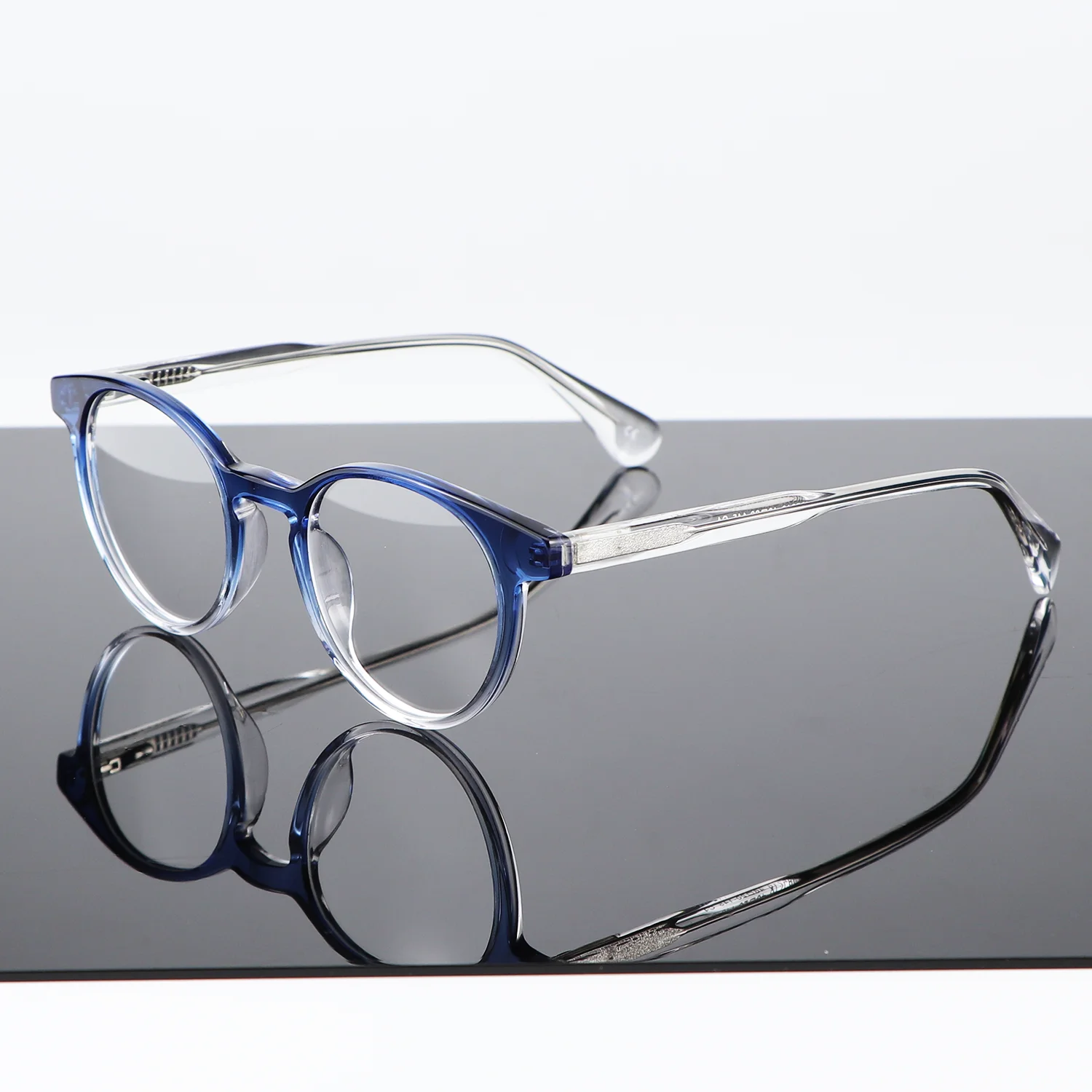 Transparent white eyesight glasses acetate eyewear Round Myopia Prescription Glasses Frame Eyewear