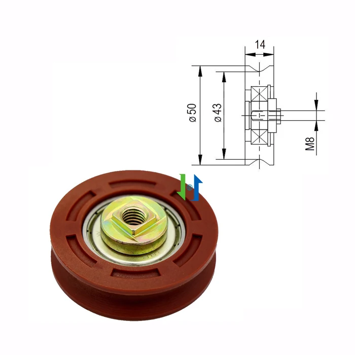 Km89628g02 Elevator Hanger Roller AMD/ADV 50/43/M8x14mm
