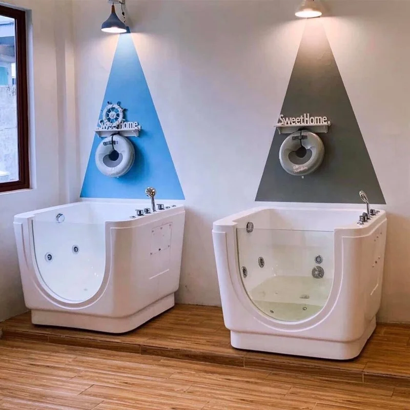 Modern Design Freestanding Acrylic Baby Surf Massage Bath with Single-Sided Glass Drainer Accessory Direct Factory Sale Pool Use